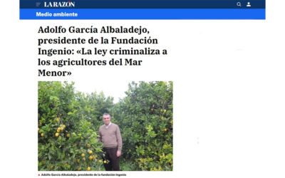 Adolfo García Albaladejo, presidente de la Fundación Ingenio: «La ley criminaliza a los agricultores del Mar Menor»