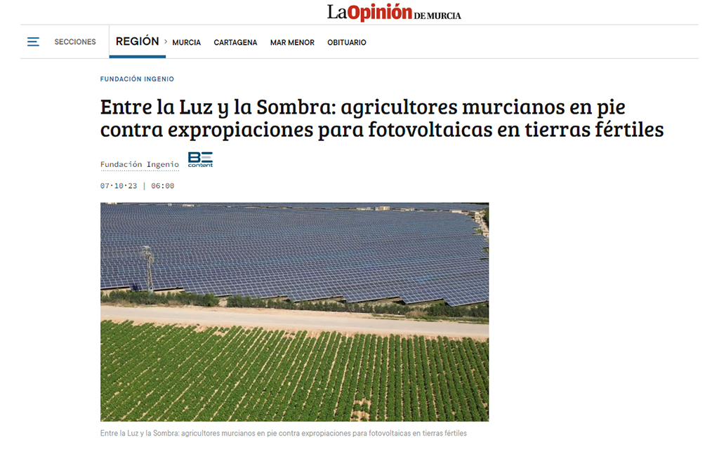 Entre la Luz y la Sombra: agricultores murcianos en pie contra expropiaciones para fotovoltaicas en tierras fértiles